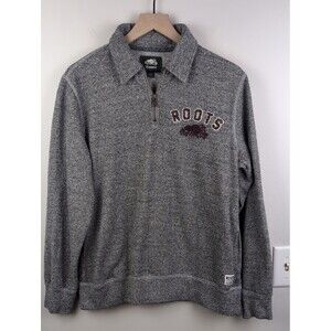 Roots | Heather Grey Quarter-Zip Pullover | Large